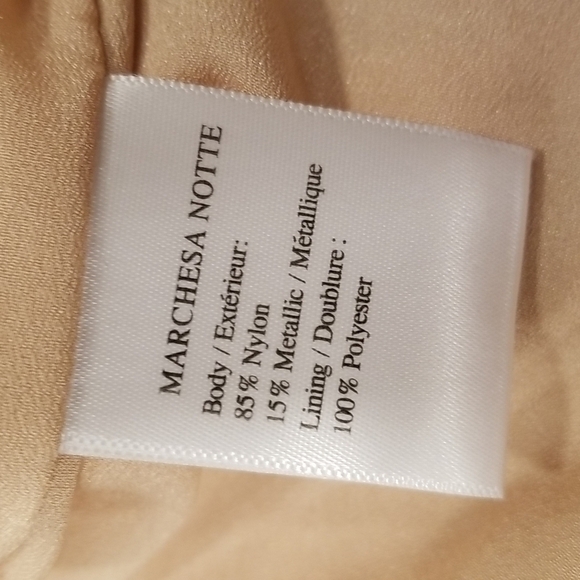 💕MARCHESA NOTTE💕 Glitter Ruffle Asymmetric Cocktail Dress ~ Champagne 2 NWT - Picture 11 of 11